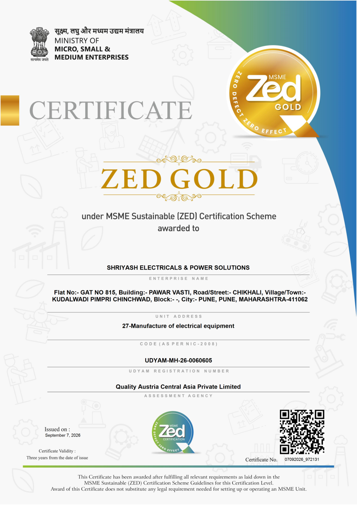 ZED Gold Certificate